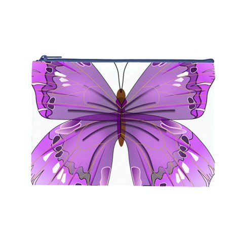 Purple Awareness Butterfly Cosmetic Bag (Large) from ArtsNow.com Front