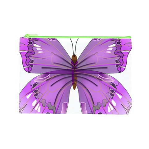 Purple Awareness Butterfly Cosmetic Bag (Large) from ArtsNow.com Front