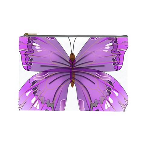 Purple Awareness Butterfly Cosmetic Bag (Large) from ArtsNow.com Front