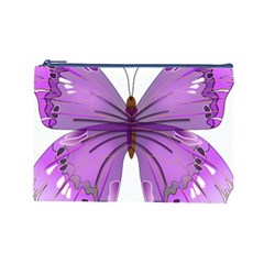 Purple Awareness Butterfly Cosmetic Bag (Large) from ArtsNow.com Front