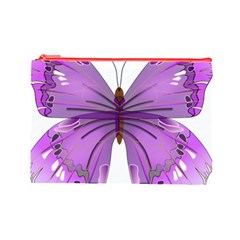 Purple Awareness Butterfly Cosmetic Bag (Large) from ArtsNow.com Front