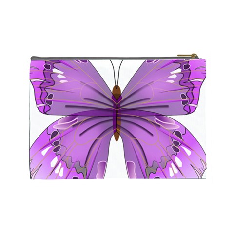 Purple Awareness Butterfly Cosmetic Bag (Large) from ArtsNow.com Back