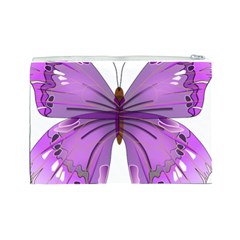 Purple Awareness Butterfly Cosmetic Bag (Large) from ArtsNow.com Back