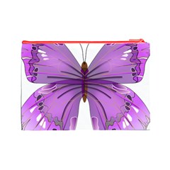 Purple Awareness Butterfly Cosmetic Bag (Large) from ArtsNow.com Back