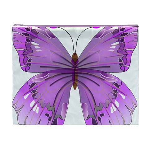 Purple Awareness Butterfly Cosmetic Bag (XL) from ArtsNow.com Front