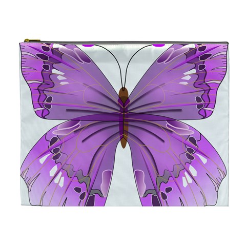 Purple Awareness Butterfly Cosmetic Bag (XL) from ArtsNow.com Front