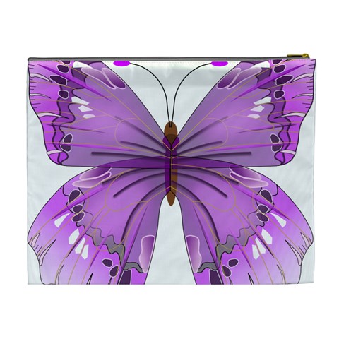 Purple Awareness Butterfly Cosmetic Bag (XL) from ArtsNow.com Back