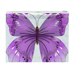 Purple Awareness Butterfly Cosmetic Bag (XL) from ArtsNow.com Back