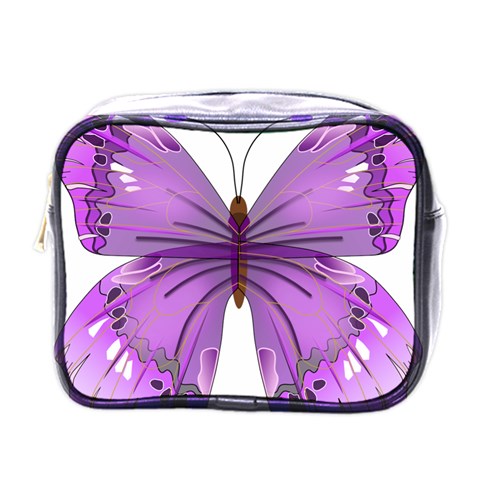 Purple Awareness Butterfly Mini Travel Toiletry Bag (One Side) from ArtsNow.com Front