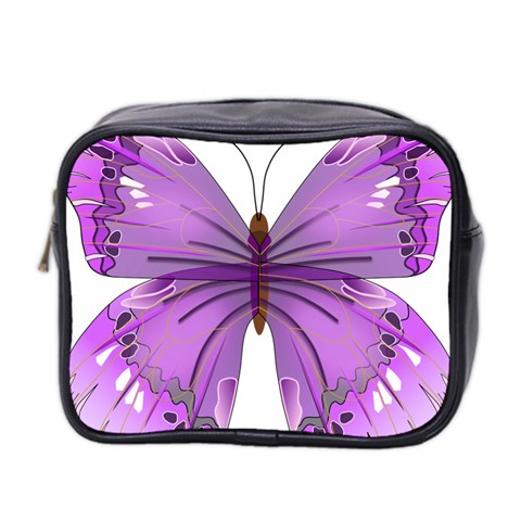 Purple Awareness Butterfly Mini Travel Toiletry Bag (Two Sides) from ArtsNow.com Front