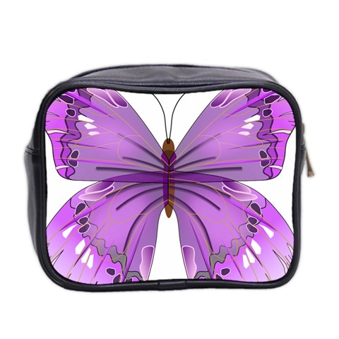 Purple Awareness Butterfly Mini Travel Toiletry Bag (Two Sides) from ArtsNow.com Back