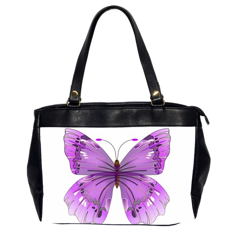 Purple Awareness Butterfly Oversize Office Handbag (Two Sides) from ArtsNow.com Front