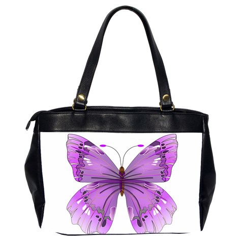 Purple Awareness Butterfly Oversize Office Handbag (Two Sides) from ArtsNow.com Back