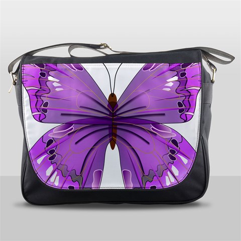 Purple Awareness Butterfly Messenger Bag from ArtsNow.com Front