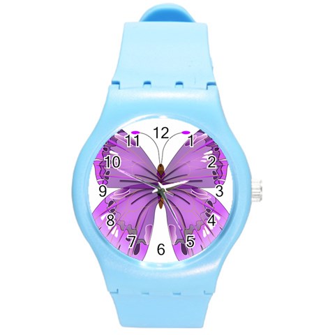 Purple Awareness Butterfly Plastic Sport Watch (Medium) from ArtsNow.com Front