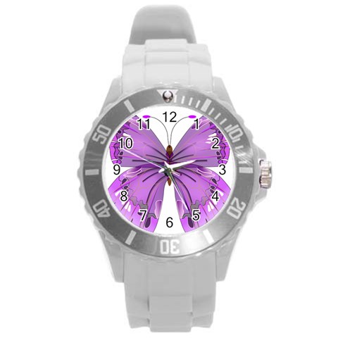 Purple Awareness Butterfly Plastic Sport Watch (Large) from ArtsNow.com Front