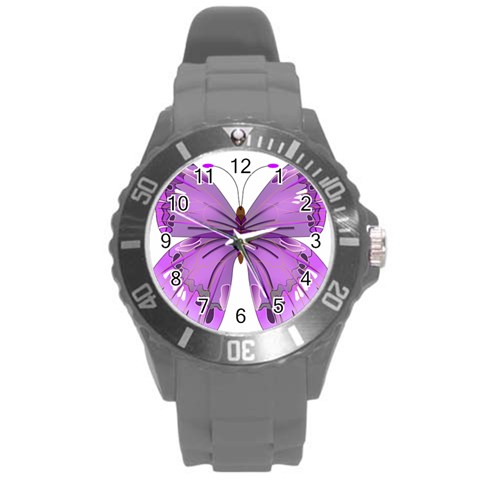 Purple Awareness Butterfly Plastic Sport Watch (Large) from ArtsNow.com Front