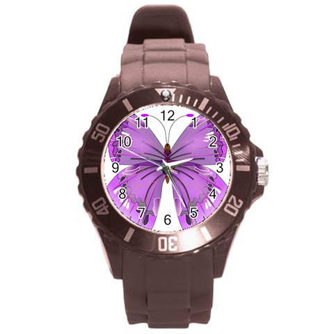 Purple Awareness Butterfly Plastic Sport Watch (Large) from ArtsNow.com Front