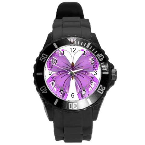 Purple Awareness Butterfly Plastic Sport Watch (Large) from ArtsNow.com Front