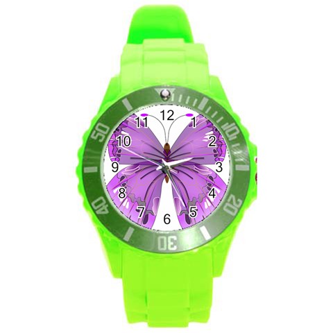 Purple Awareness Butterfly Plastic Sport Watch (Large) from ArtsNow.com Front