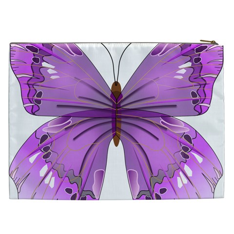 Purple Awareness Butterfly Cosmetic Bag (XXL) from ArtsNow.com Back