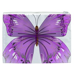 Purple Awareness Butterfly Cosmetic Bag (XXL) from ArtsNow.com Back