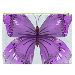 Purple Awareness Butterfly Cosmetic Bag (XXL) from ArtsNow.com Back