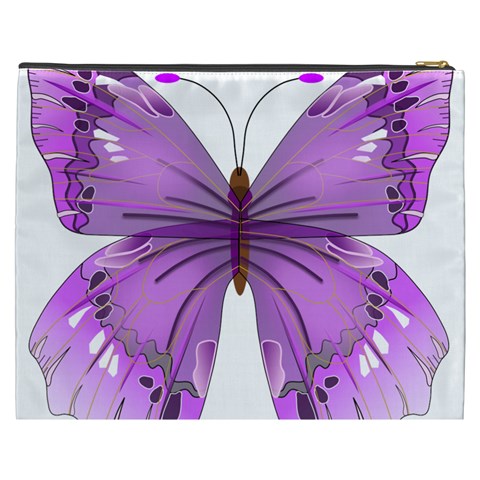 Purple Awareness Butterfly Cosmetic Bag (XXXL) from ArtsNow.com Back