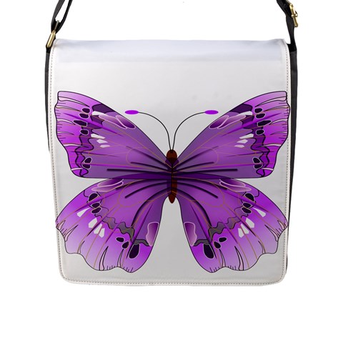 Purple Awareness Butterfly Flap Closure Messenger Bag (Large) from ArtsNow.com Front