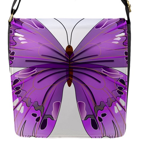 Purple Awareness Butterfly Flap Closure Messenger Bag (Small) from ArtsNow.com Front