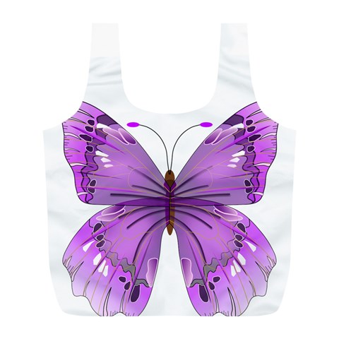 Purple Awareness Butterfly Reusable Bag (L) from ArtsNow.com Front