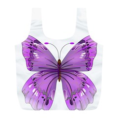 Purple Awareness Butterfly Reusable Bag (L) from ArtsNow.com Front