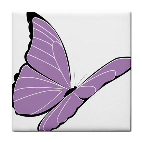 Purple Awareness Butterfly 2 Ceramic Tile from ArtsNow.com Front