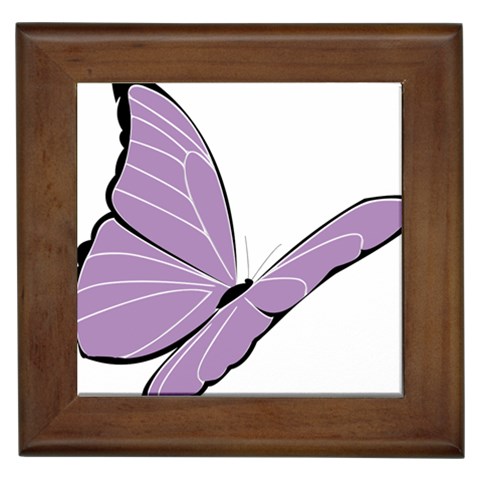 Purple Awareness Butterfly 2 Framed Ceramic Tile from ArtsNow.com Front