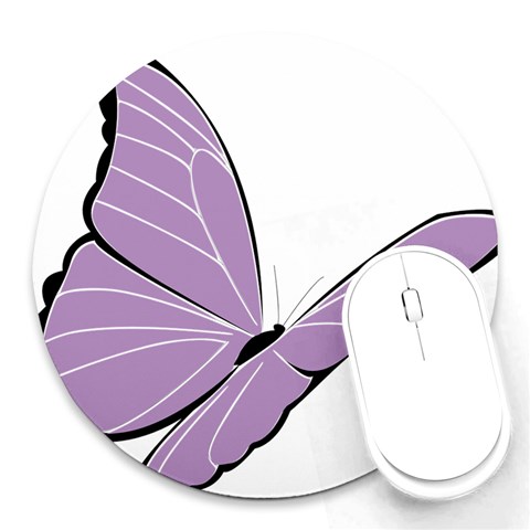 Purple Awareness Butterfly 2 8  Mouse Pad (Round) from ArtsNow.com Front