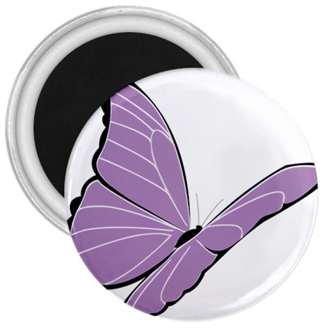 Purple Awareness Butterfly 2 3  Button Magnet from ArtsNow.com Front