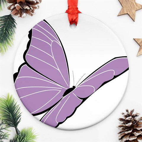 Purple Awareness Butterfly 2 Round Ornament from ArtsNow.com Front