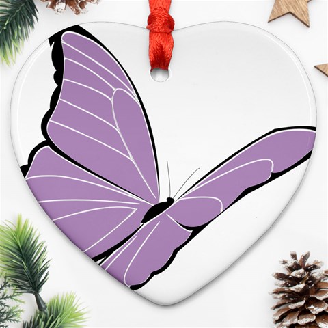 Purple Awareness Butterfly 2 Heart Ornament from ArtsNow.com Front