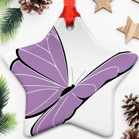 Purple Awareness Butterfly 2 Star Ornament from ArtsNow.com Front