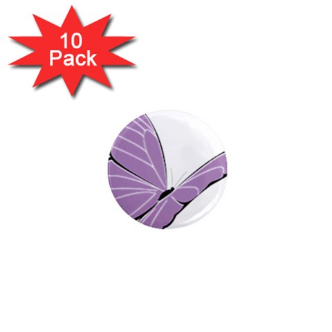 Purple Awareness Butterfly 2 1  Mini Button Magnet (10 pack) from ArtsNow.com Front