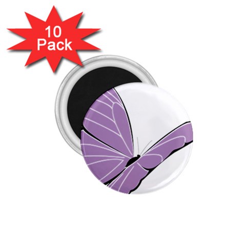 Purple Awareness Butterfly 2 1.75  Button Magnet (10 pack) from ArtsNow.com Front