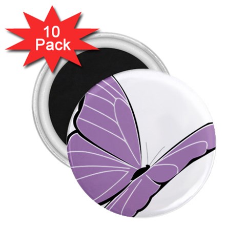 Purple Awareness Butterfly 2 2.25  Button Magnet (10 pack) from ArtsNow.com Front