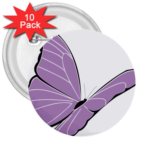 Purple Awareness Butterfly 2 3  Button (10 pack) from ArtsNow.com Front