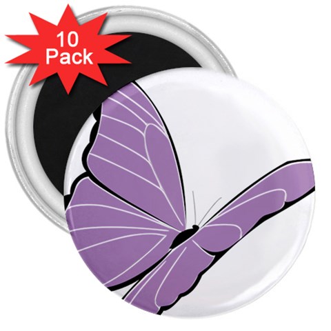 Purple Awareness Butterfly 2 3  Button Magnet (10 pack) from ArtsNow.com Front