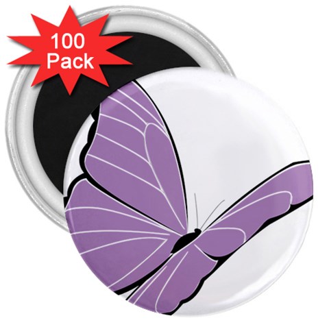 Purple Awareness Butterfly 2 3  Button Magnet (100 pack) from ArtsNow.com Front