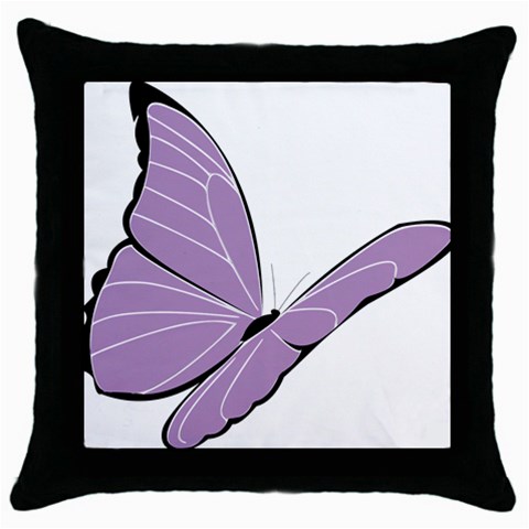 Purple Awareness Butterfly 2 Black Throw Pillow Case from ArtsNow.com Front