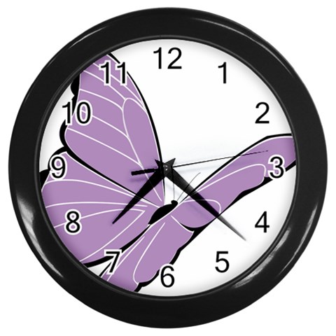 Purple Awareness Butterfly 2 Wall Clock (Black) from ArtsNow.com Front