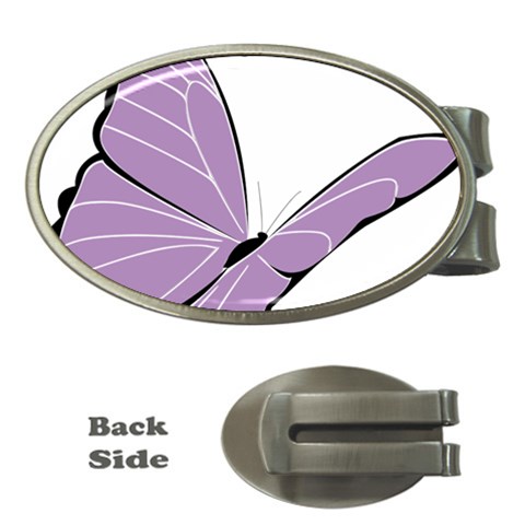 Purple Awareness Butterfly 2 Money Clip (Oval) from ArtsNow.com Front