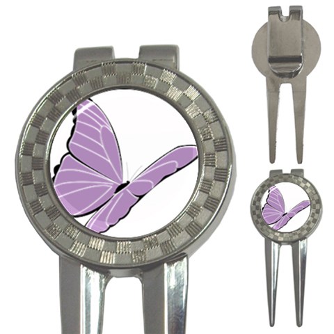 Purple Awareness Butterfly 2 Golf Pitchfork & Ball Marker from ArtsNow.com Front