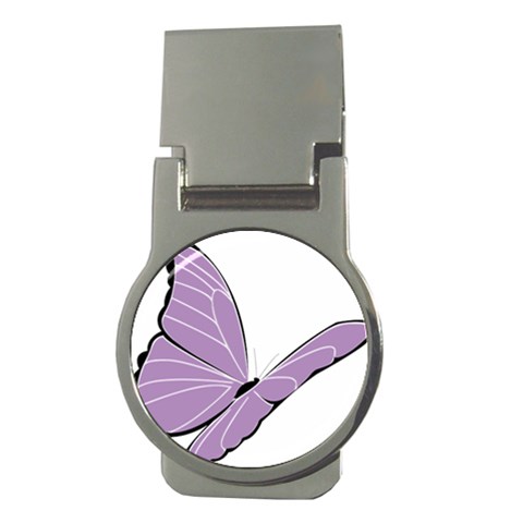 Purple Awareness Butterfly 2 Money Clip (Round) from ArtsNow.com Front